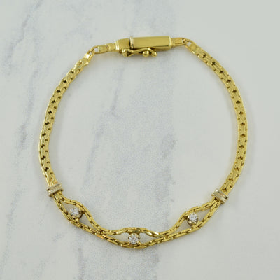 Triple Stone Diamond Bracelet | 0.12ctw | 6.5