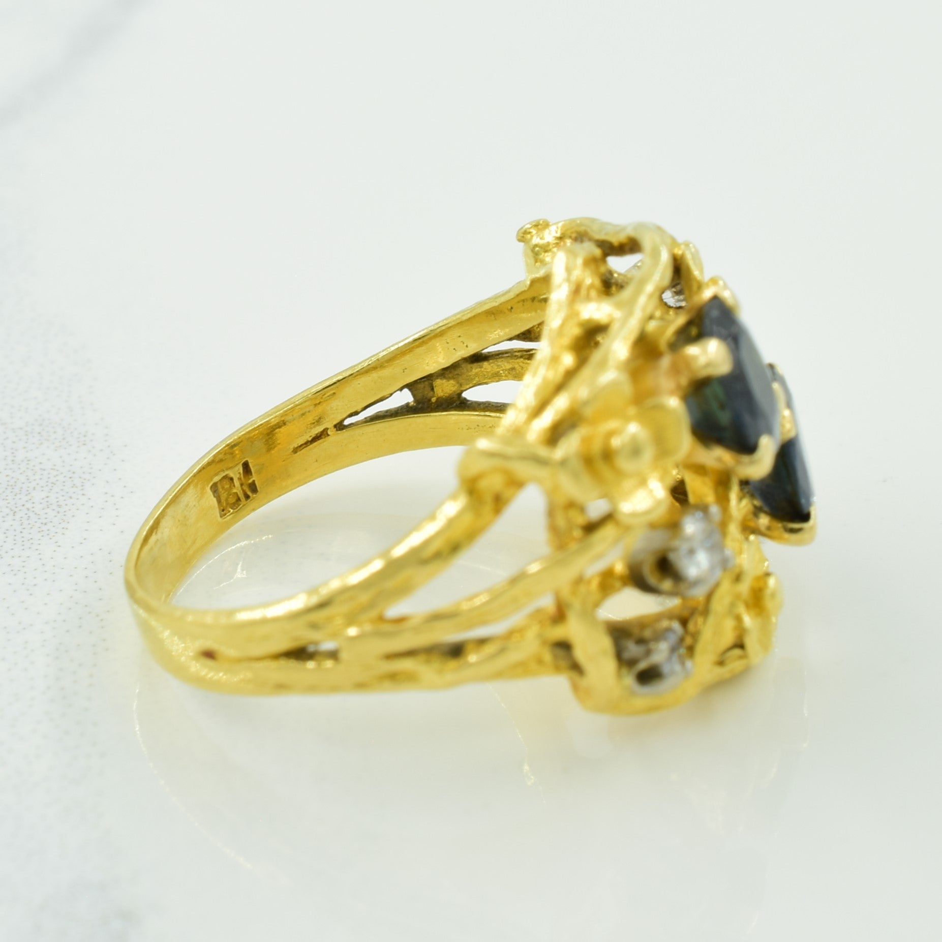 Sapphire & Diamond Floral Ring | 1.00ctw, 0.09ctw | SZ 5.5 |