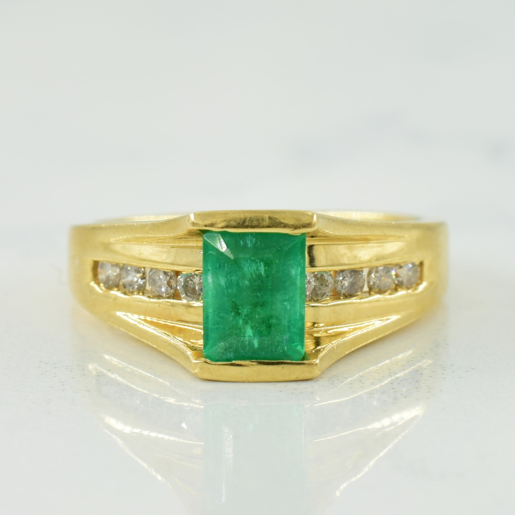 Emerald & Diamond Ring | 1.00ct, 0.33ctw | SZ 7 |