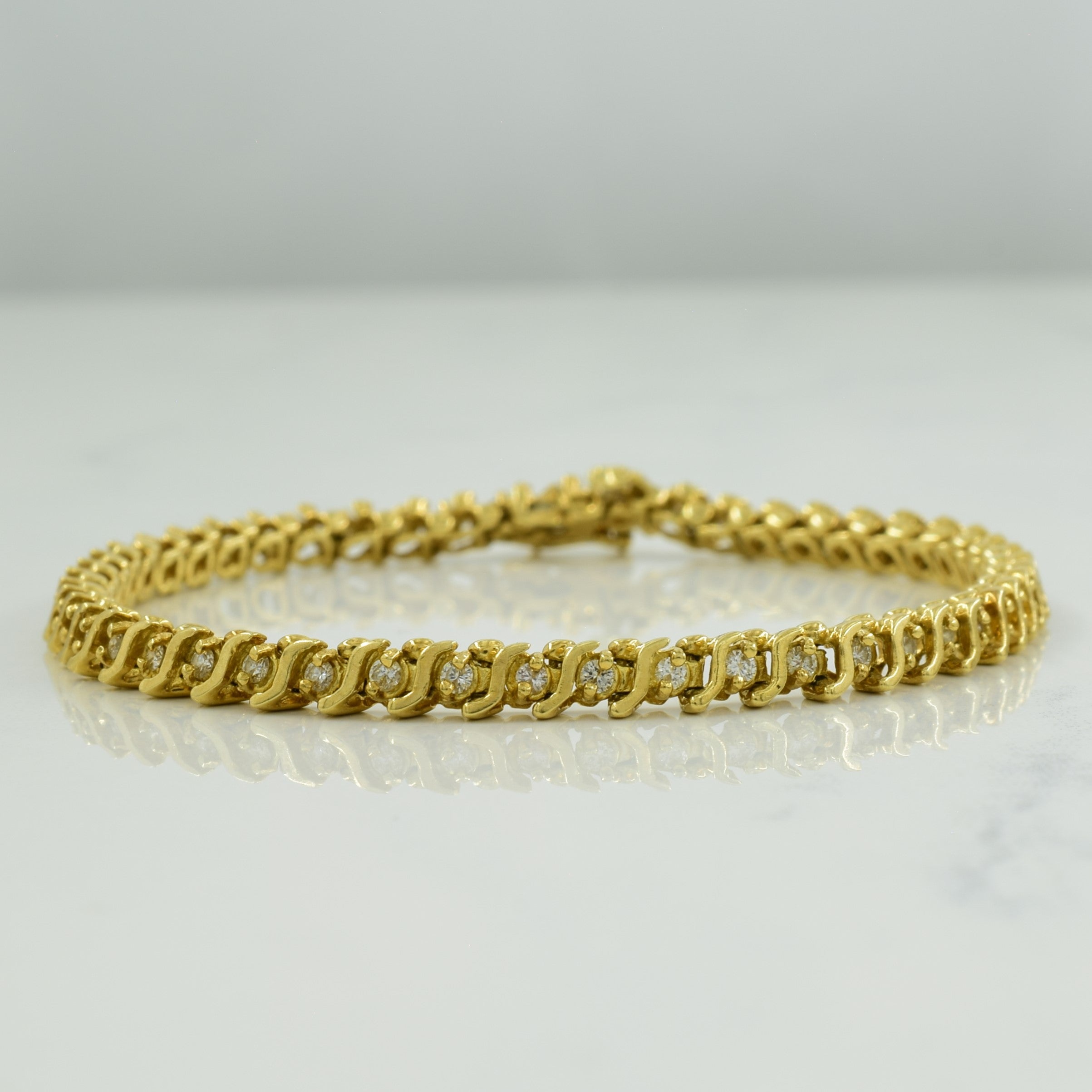 Diamond Tennis 14k Yellow Gold Bracelet | 1.00ctw | 7" |