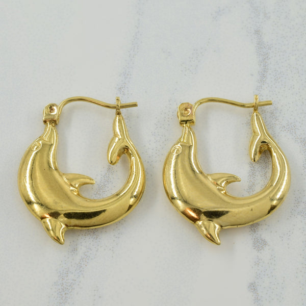 10k Yellow Gold Dolphin Earrings |