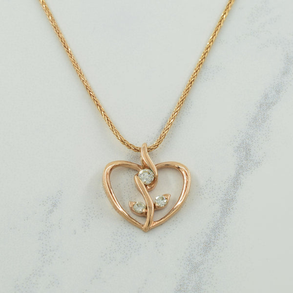 Adjustable Diamond Heart Pendant Necklace | 0.10ctw | 22