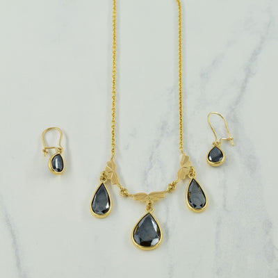 Hematite Necklace & Earrings | 9.00ctw | 15.5