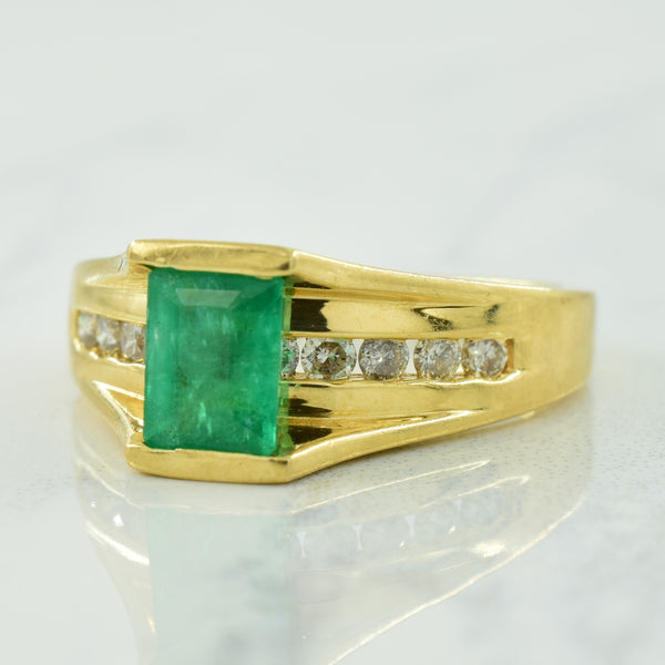 Emerald & Diamond Ring | 1.00ct, 0.33ctw | SZ 7 |