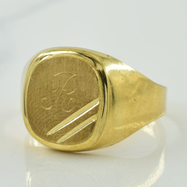 10k Yellow Gold 'R' Initialed Signet Ring | SZ 9.5 |