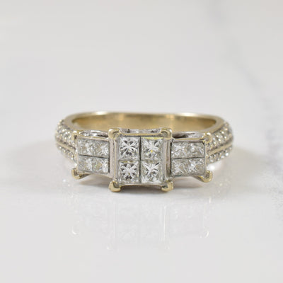 Grid Set Diamond Engagement Ring | 0.62ctw | SZ 4.5 |