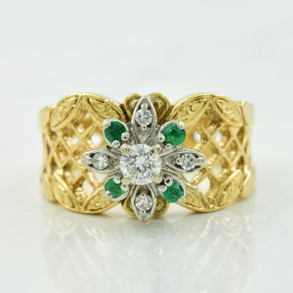 Diamond & Emerald Ring | 0.16ctw, 0.08ctw | SZ 6.75 |