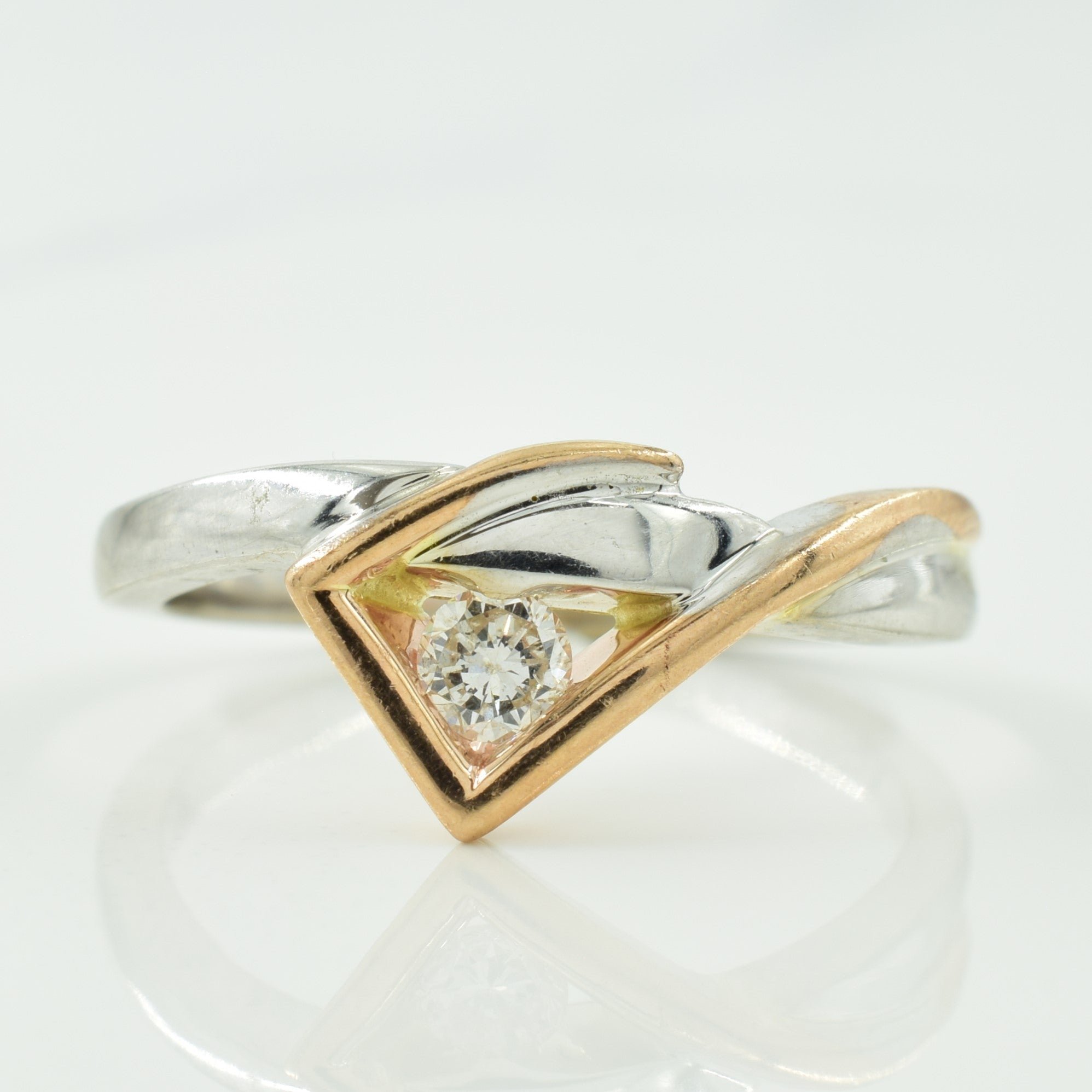 White & Rose Gold Diamond Ring | 0.12ct | SZ 6.5 |