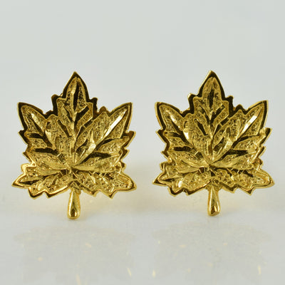 18k Yellow Gold Maple Leaf Stud Earrings