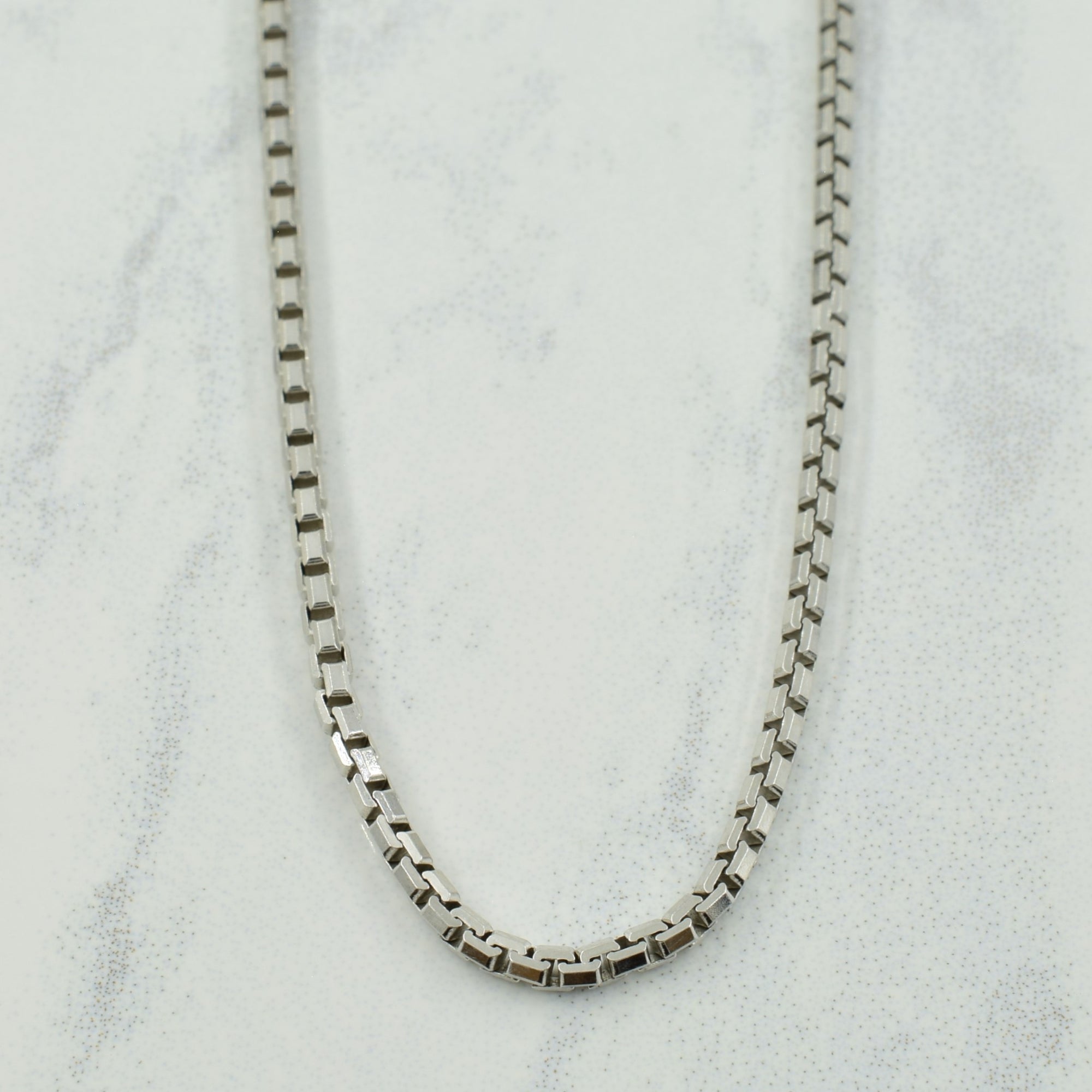 14k White Gold Italian Hallmark Box Chain | 18