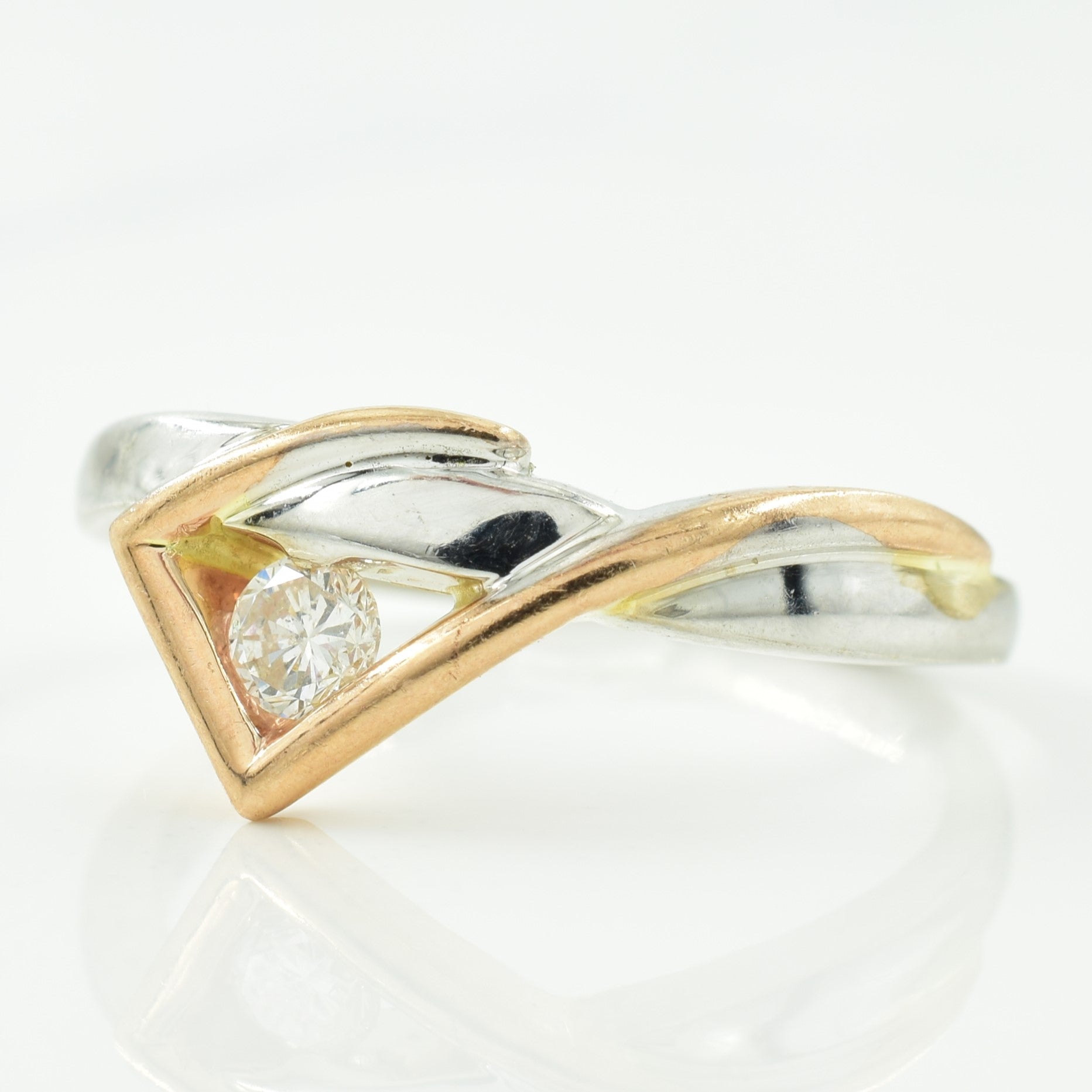 White & Rose Gold Diamond Ring | 0.12ct | SZ 6.5 |