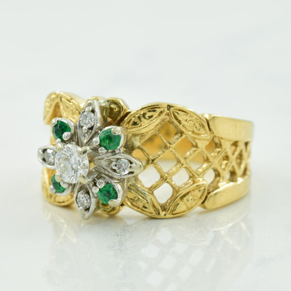 Diamond & Emerald Ring | 0.16ctw, 0.08ctw | SZ 6.75 |