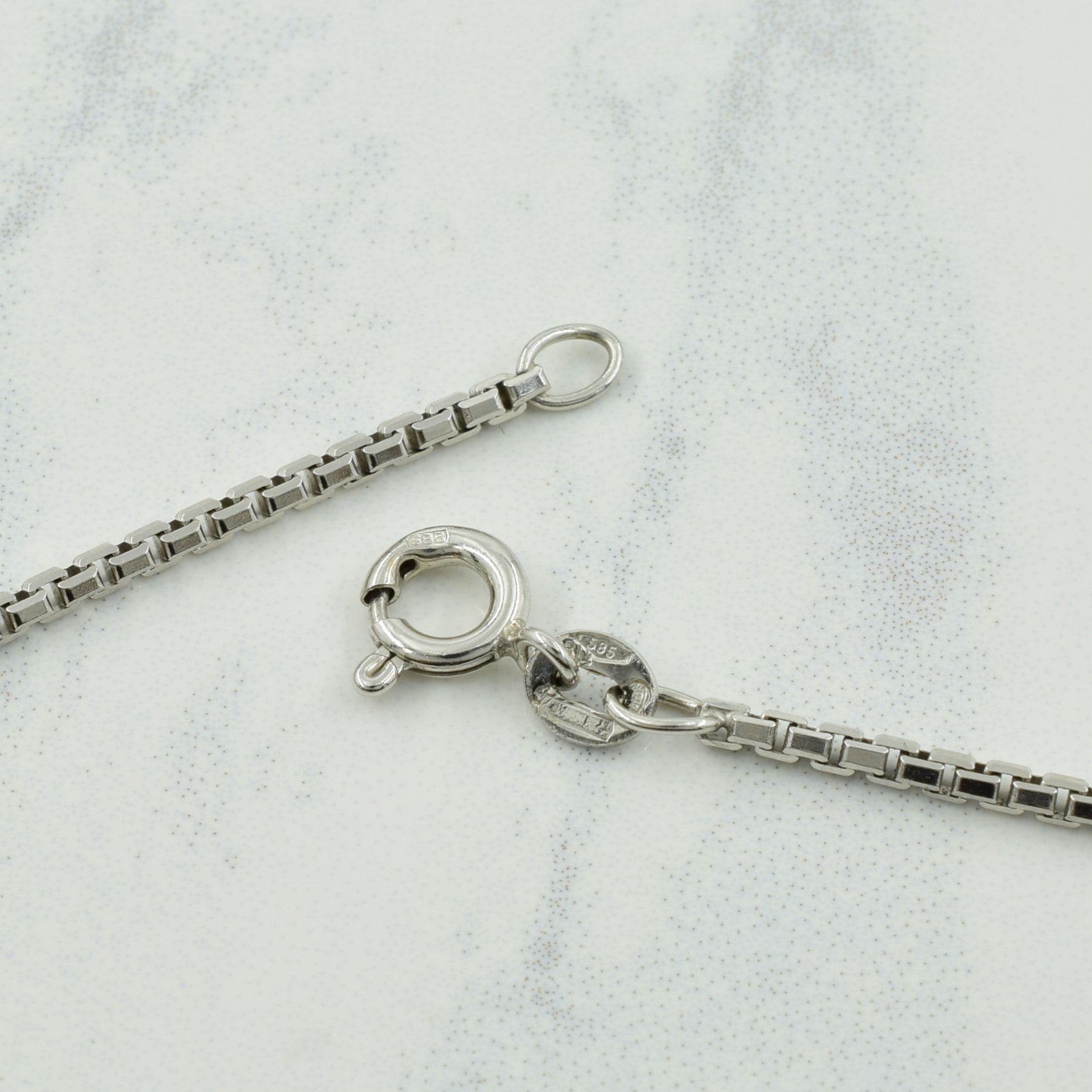 14k White Gold Italian Hallmark Box Chain | 18