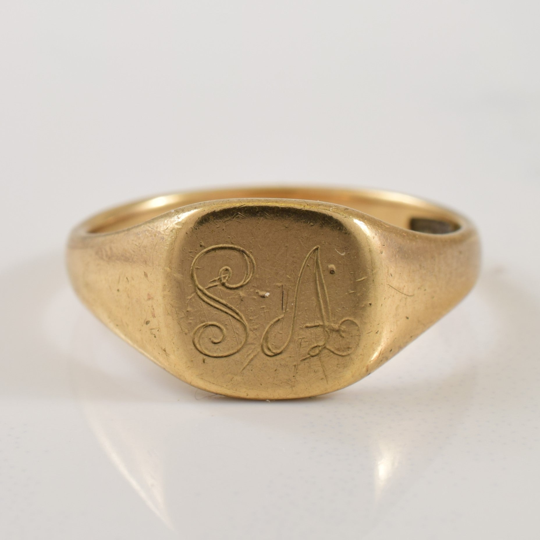 9k Yellow Gold 'SA' Initial Ring | SZ 6.5 |