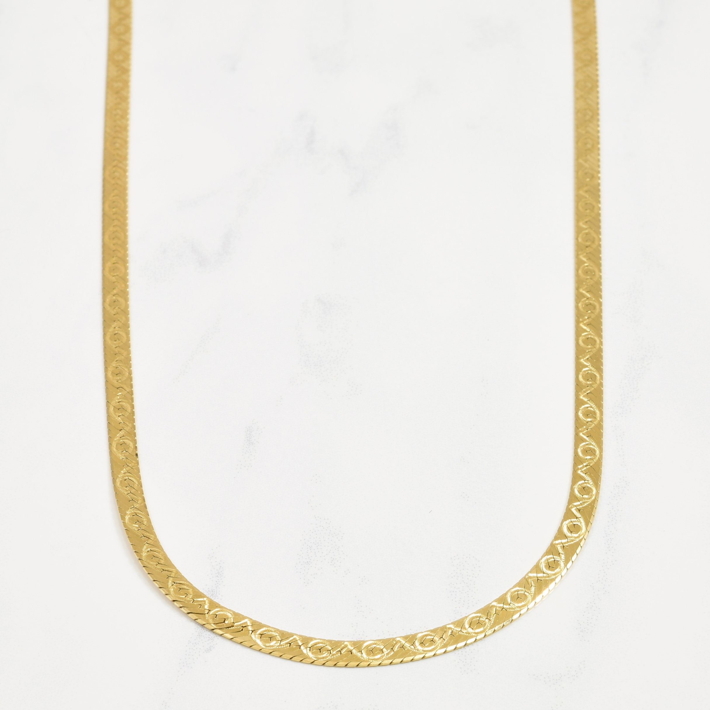 14k Yellow Gold Decorated Herringbone Chain | 17" |