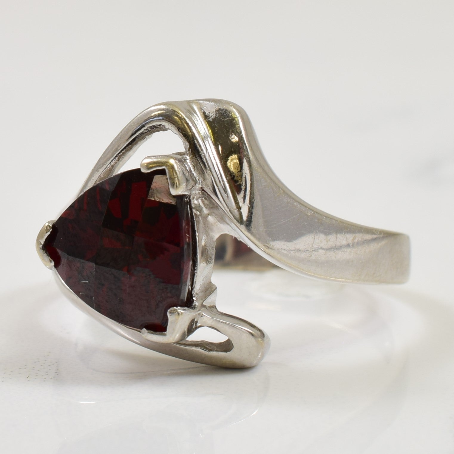 Triangle Cut Garnet Bypass Ring | 3.00ct | SZ 8.75 |
