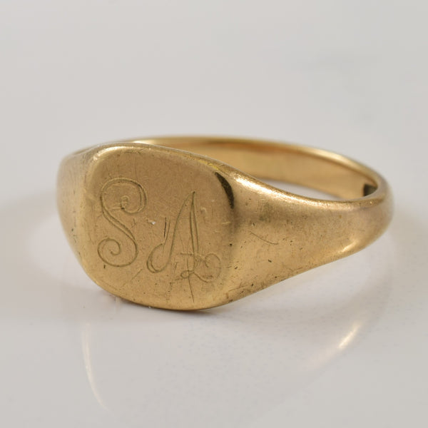 9k Yellow Gold 'SA' Initial Ring | SZ 6.5 |