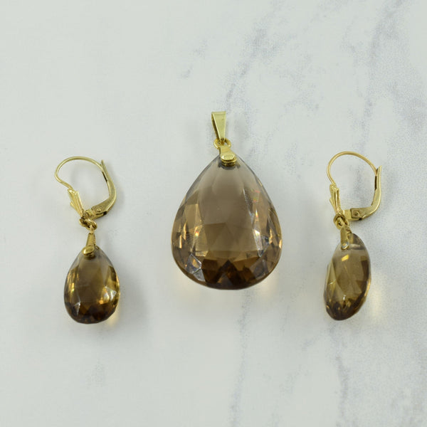 Smoky Quartz Pendant & Earring Set | 52.00ctw |