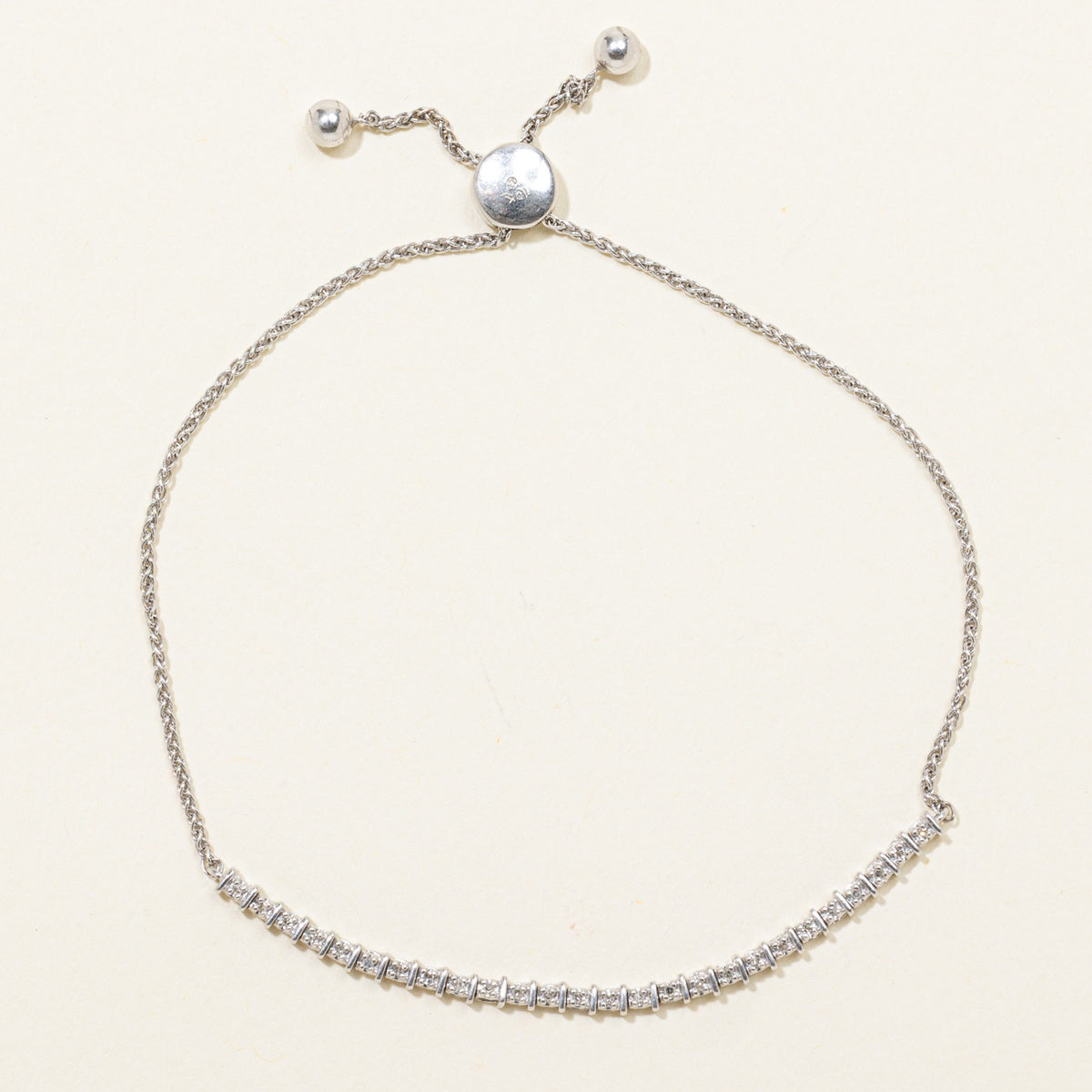10k Diamond Grooved Adjustable Bracelet | 8"