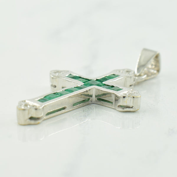 Emerald & Diamond Cross Pendant | 0.25ctw, 0.02ctw |