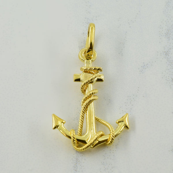 9k Yellow Gold Ship Anchor Charm |
