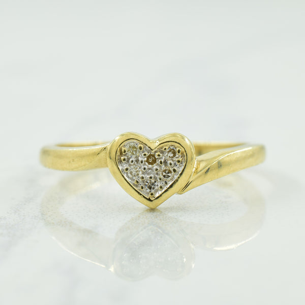 Diamond Heart Bypass Ring | 0.05ctw | SZ 7 |