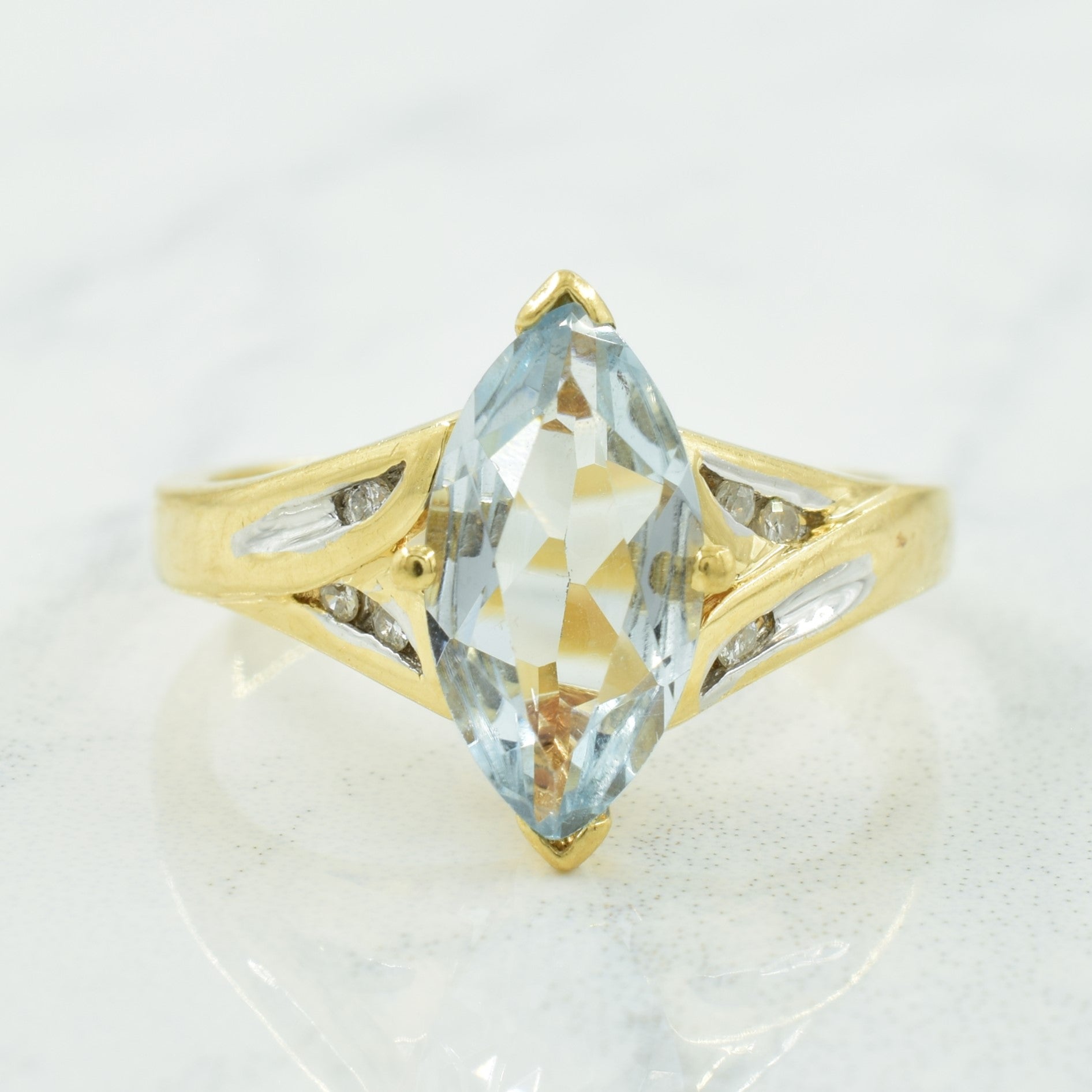 Blue Topaz & Diamond Ring | 2.10ct, 0.05ctw | SZ 6.5 |