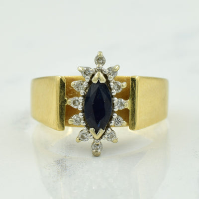 Sapphire & Diamond Cathedral Ring | 0.37ct, 0.12ctw | SZ 6 |