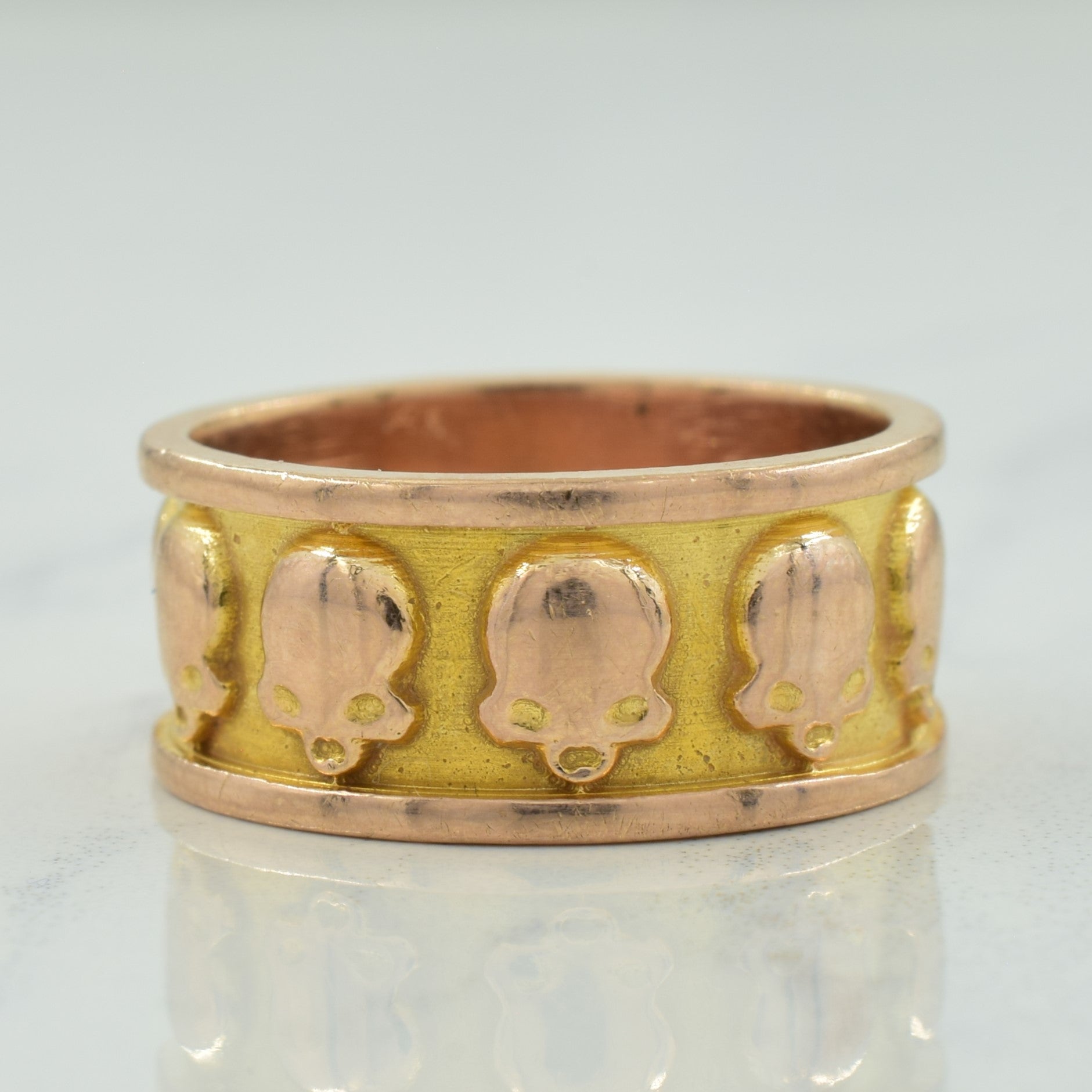 14k Two Tone Gold Skull Ring | SZ 6.25 |