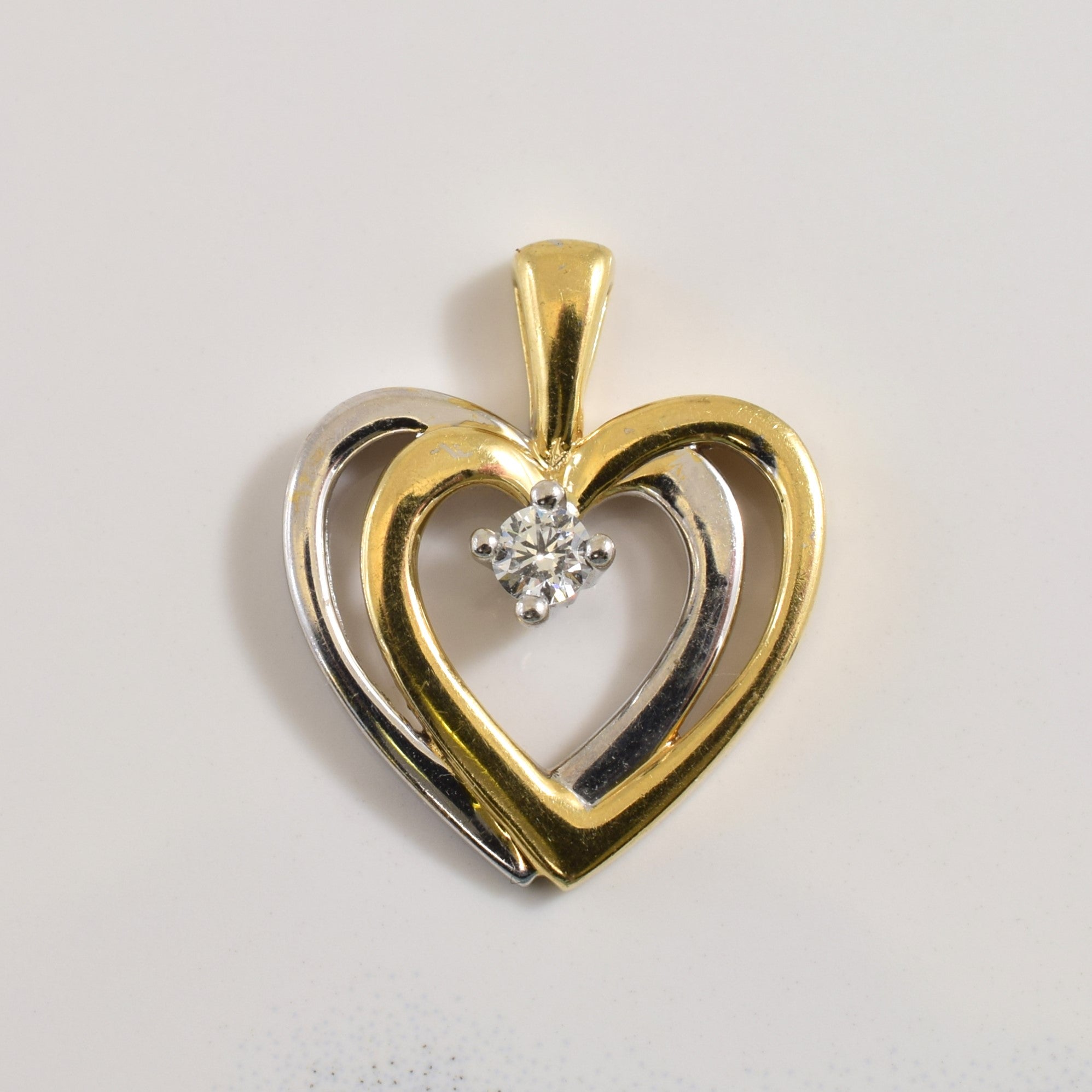 Two Tone Diamond Heart Pendant | 0.07ct |