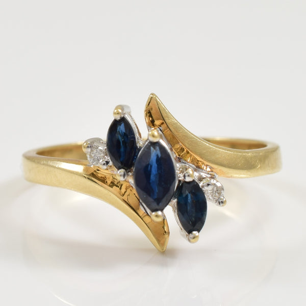 Blue Sapphire & Diamond Bypass Ring | 0.28ctw, 0.02ctw | SZ 6.75 |