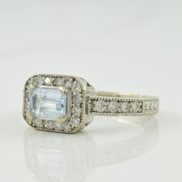 Blue Topaz & Diamond Ring | 0.60ct, 0.28ctw | SZ 6.75 |