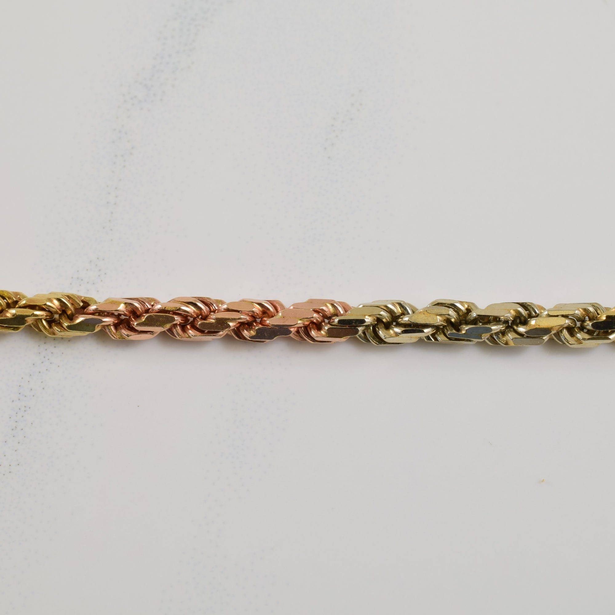 14k Tri Tone Rope Bracelet | 7