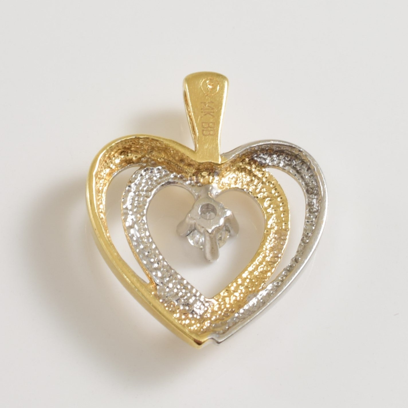 Two Tone Diamond Heart Pendant | 0.07ct |