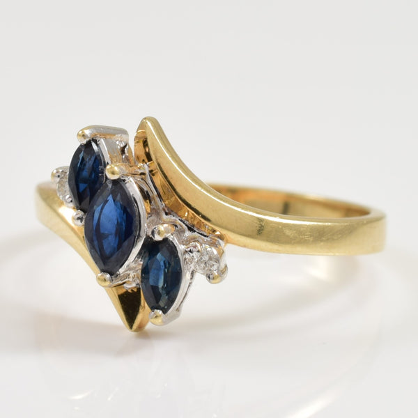 Blue Sapphire & Diamond Bypass Ring | 0.28ctw, 0.02ctw | SZ 6.75 |