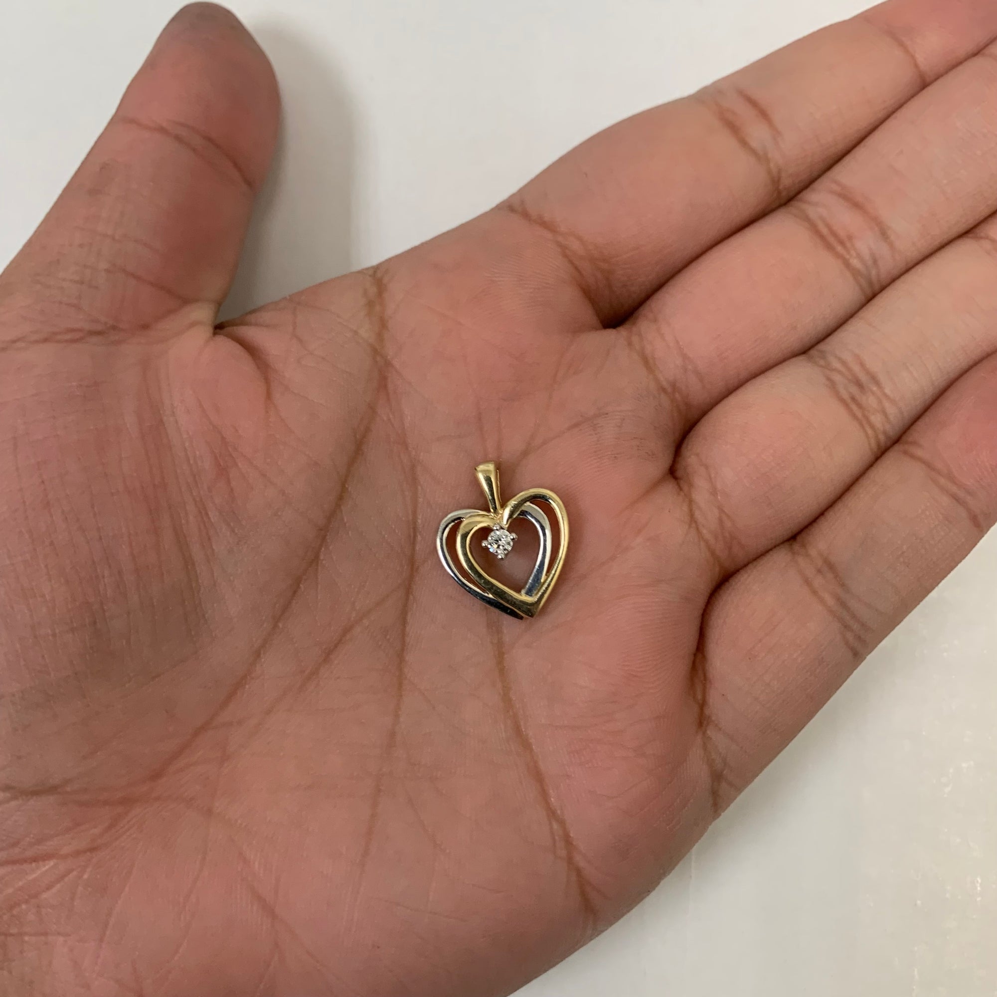 Two Tone Diamond Heart Pendant | 0.07ct |