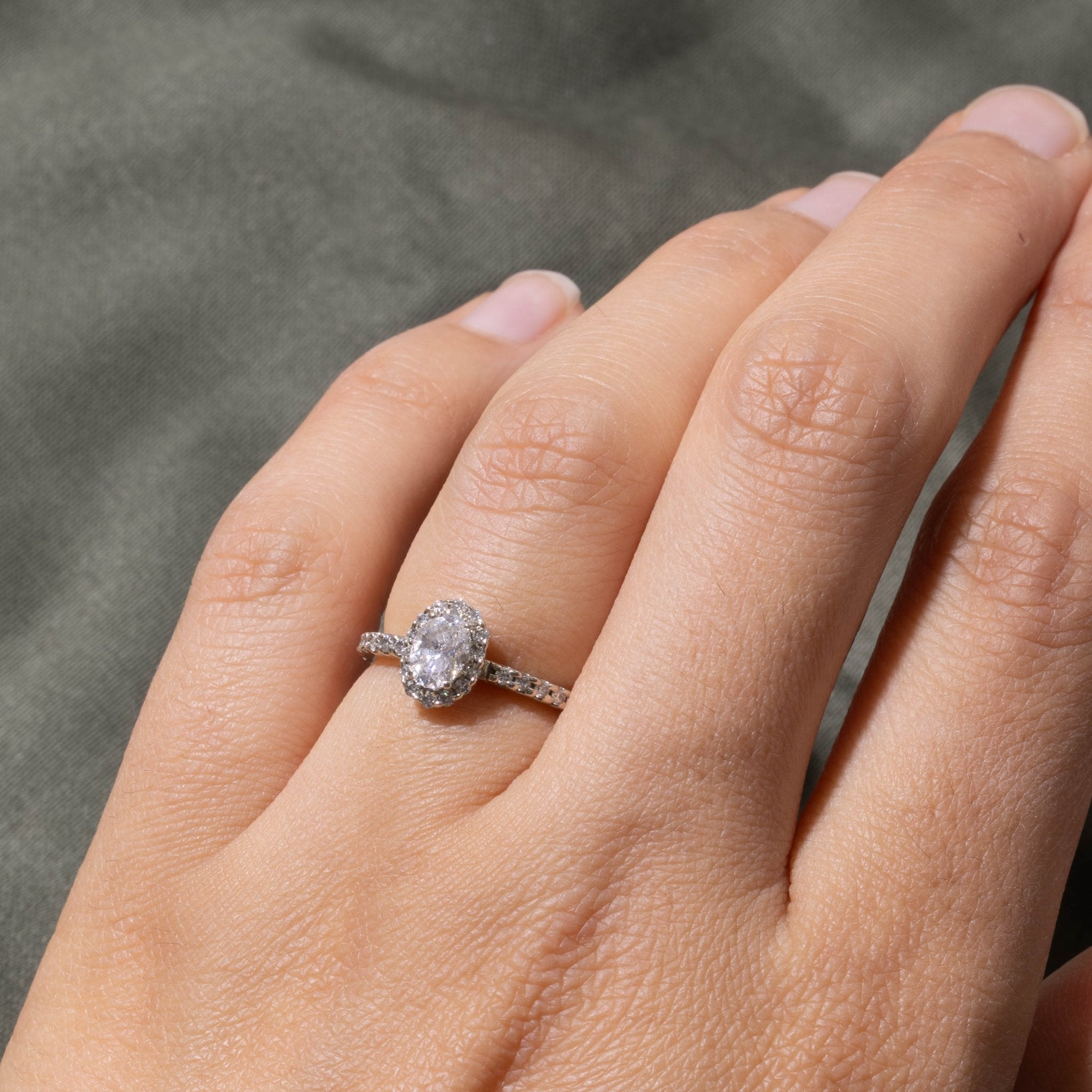 19k Oval Cut Diamond Halo Engagement Ring | 0.73ctw | SZ 4.5