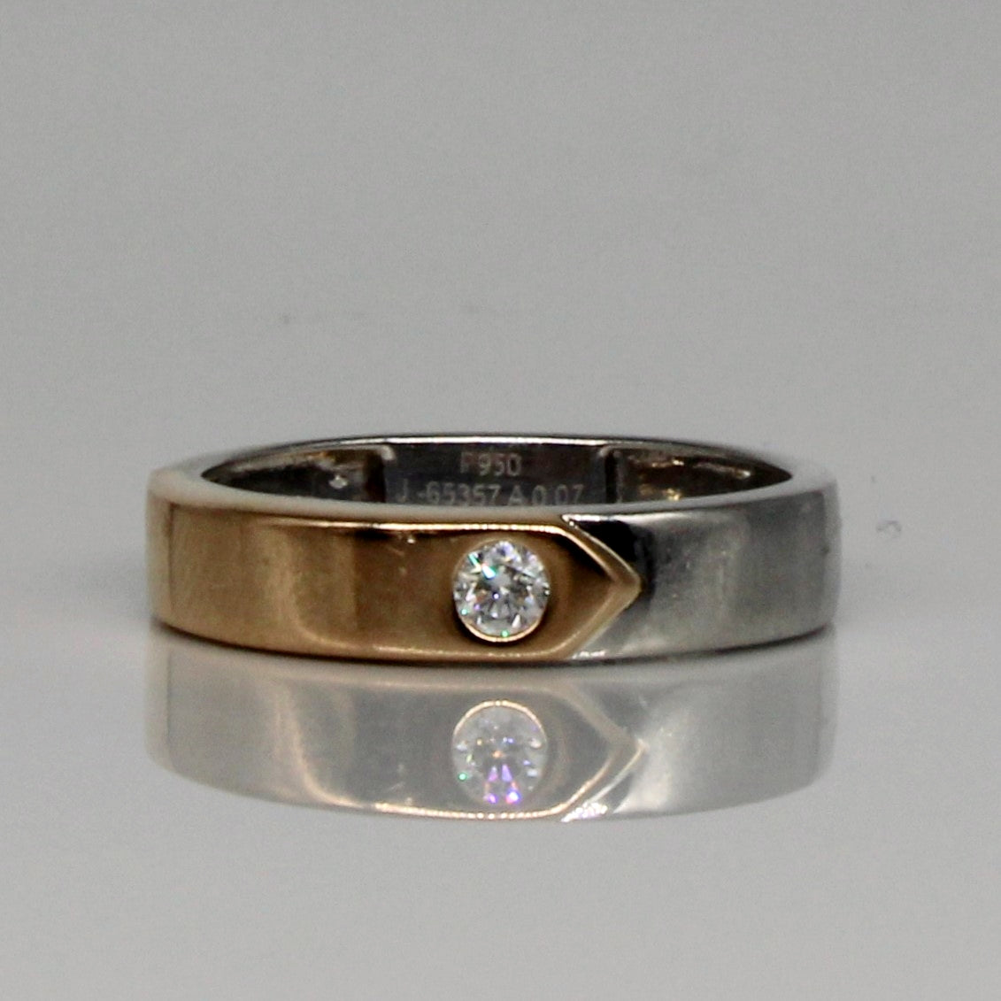 Two Tone Flush Set Solitaire Diamond Ring | 0.07ctw | SZ 5.25 |