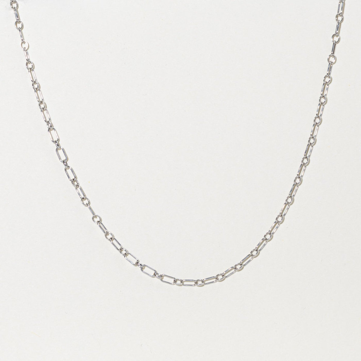 18k White Gold Modified Paperclip Chain | 3mm | 15"
