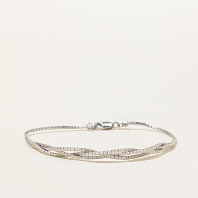14k White Gold Twisted Chain Bracelet | 7.5