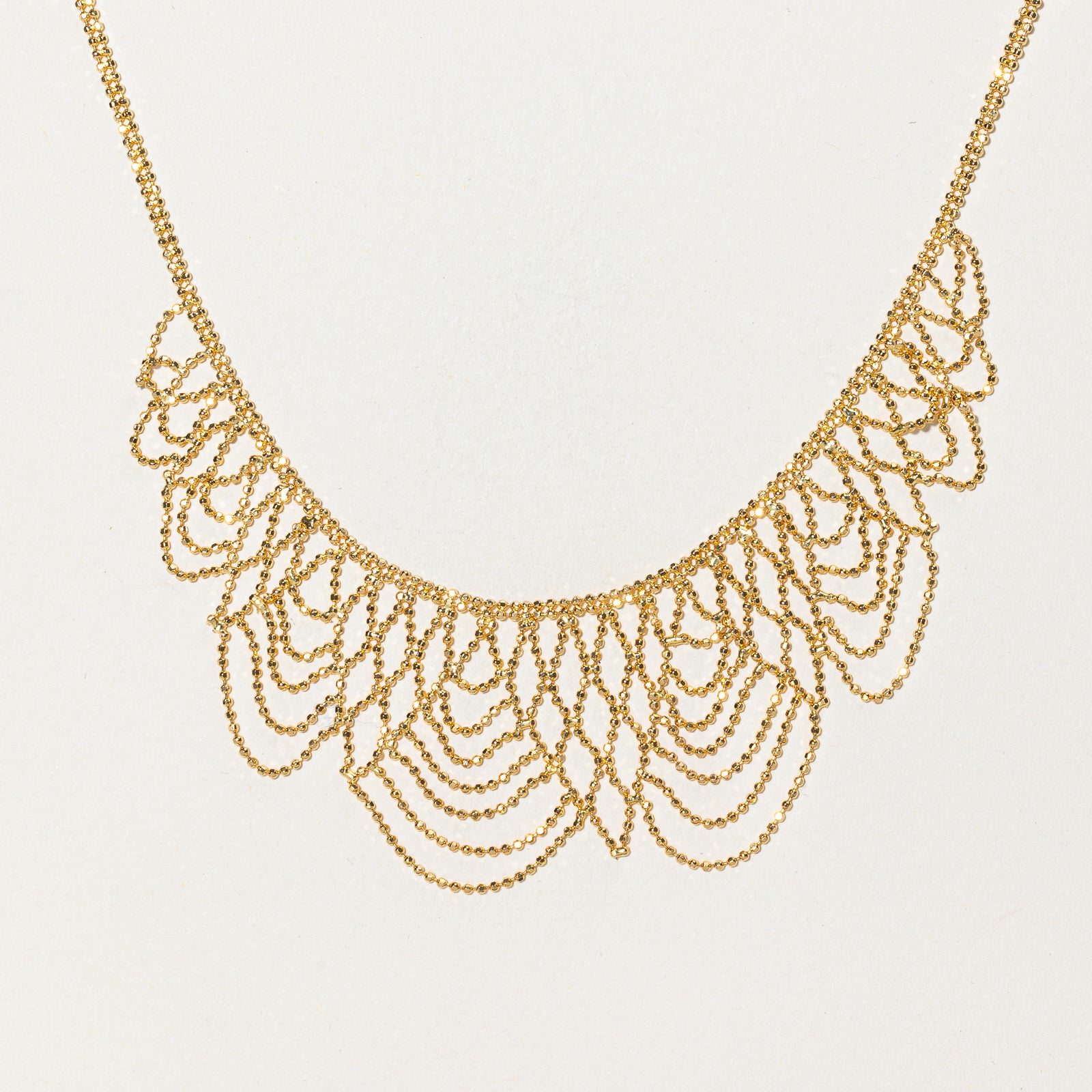 Collier à chaîne perlée en or jaune | 17,5" | 