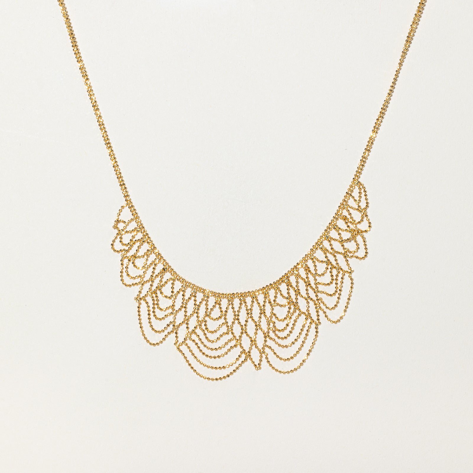 Collier à chaîne perlée en or jaune | 17,5" | 