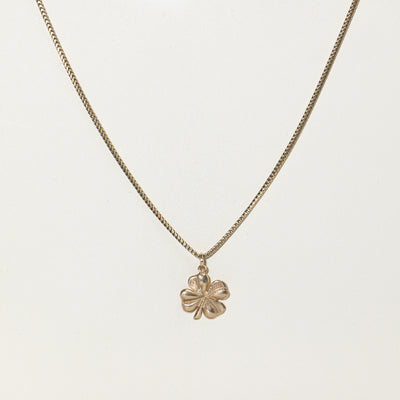 10k Yellow Gold Snake Chain Necklace with Clover Pendant | 25