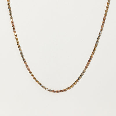 14k Tri Tone Rope Chain | 17.75