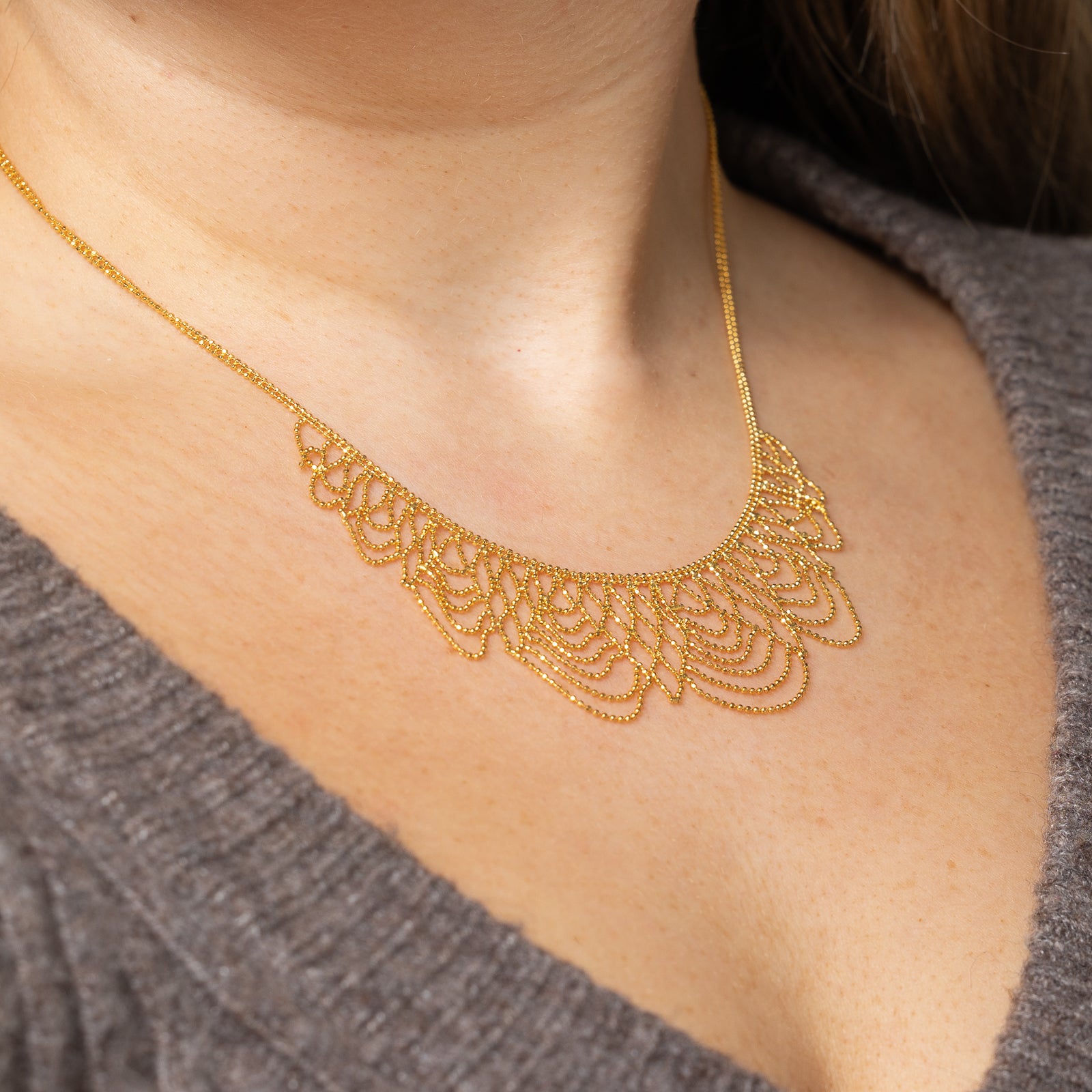Collier à chaîne perlée en or jaune | 17,5" | 