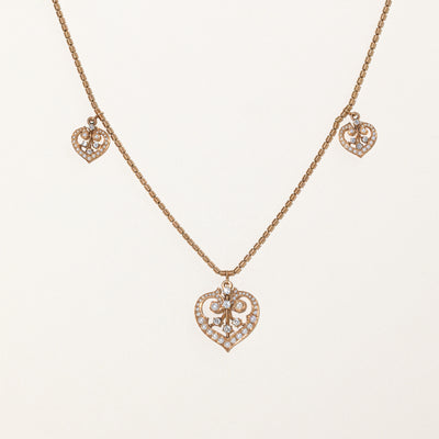 Pearl & Diamond Heart Charm Necklace | 0.31ctw | 17