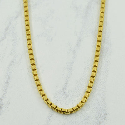 18k Yellow Gold Italian Hallmark Box Chain | 18
