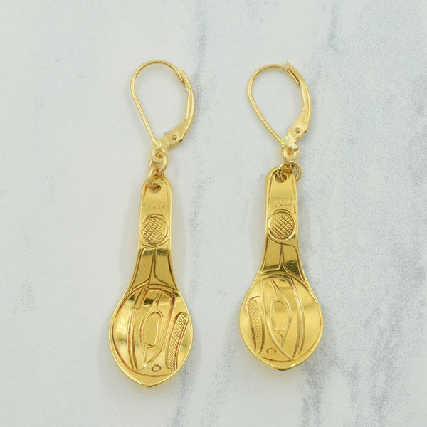 14k Yellow Gold Indigenous Art Drop Earrings |