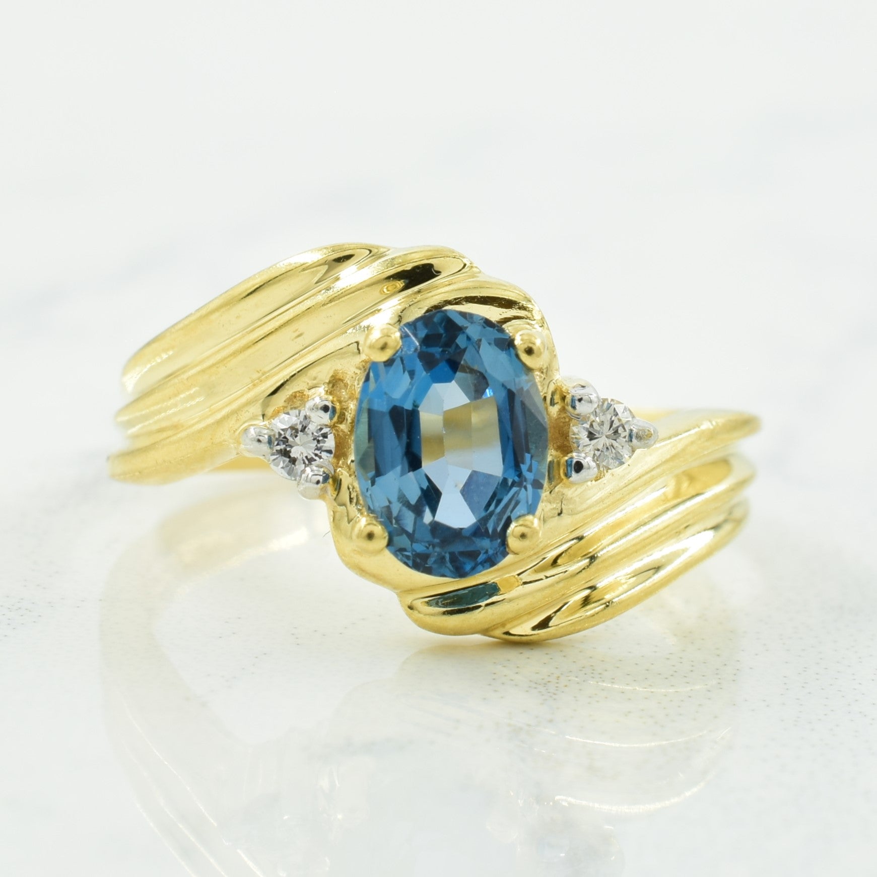 London Blue Topaz & Diamond Ring | 0.85ct, 0.05ctw | SZ 6.25 |