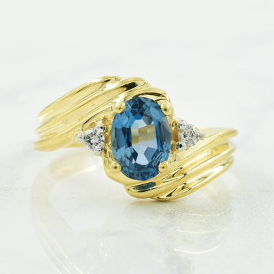 London Blue Topaz & Diamond Ring | 0.85ct, 0.05ctw | SZ 6.25 |